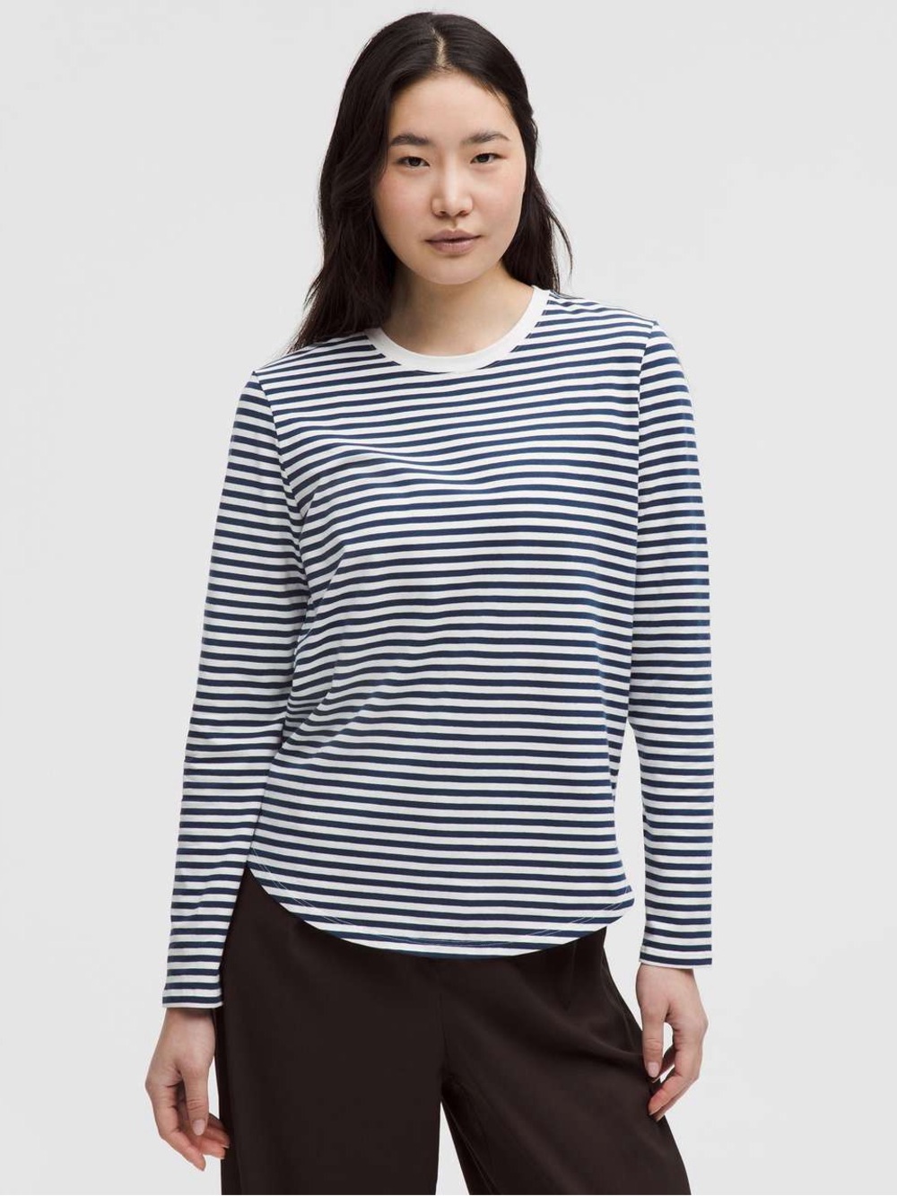 Lululemon Love Long-Sleeve Shirt Size 12 Stripe Blue White